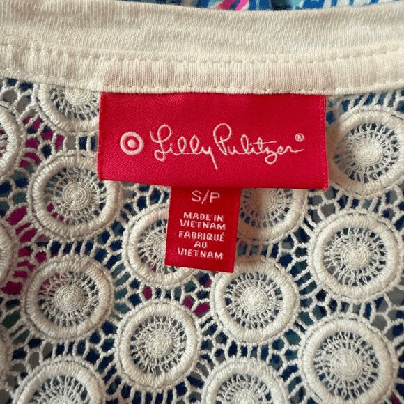 Lilly Pulitzer for Target Women's My Fans Crochet High Low Tank Top Blue Small - Picture 3 of 7
